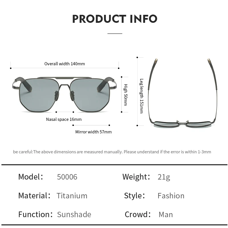 Fashion Trendy DITA-Style Titanium Polarized Sunglasses Ultra Light Weight Polygonal Full Rim UV400 Protection Man Women 50006