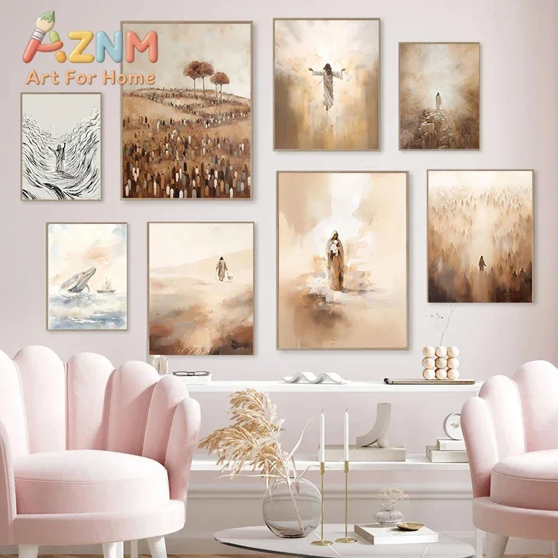 Jesus Leaves 99 The Parable of Lost Sheep Bible Christian Posters Wall Art Pictures Canvas Painting Living Room Home Decor Gift