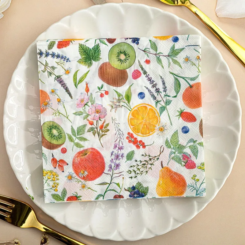 

20pcs/pack Fruit Printed Disposable Napkin Valley Bart Paper Birthday Summer Holiday Party Decoration Placemat