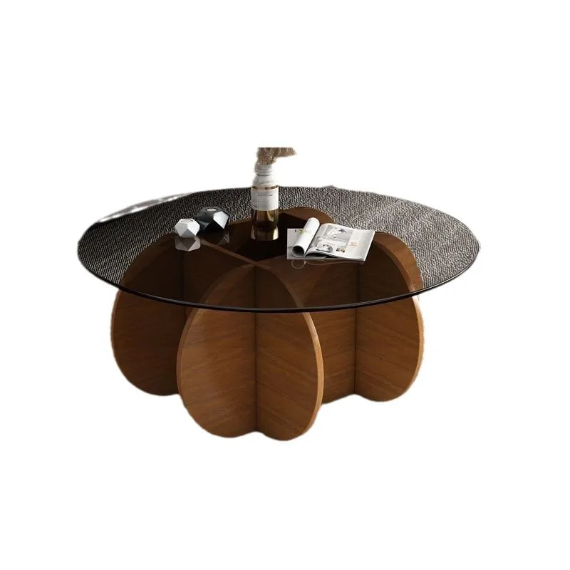 # Trending Modern Minimalist Coffee Table Stone-Look Tempered Glass Round Coffee Table for Small Apartments