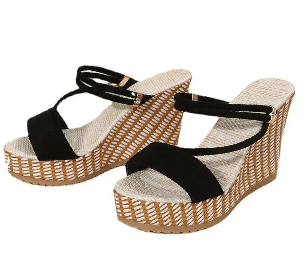 

New Sexy Sandals Women Wedges Comfortable High Heels Hollow Out Lace-Up Sandals Women Shoes Comfortable Black Stylish Sandals