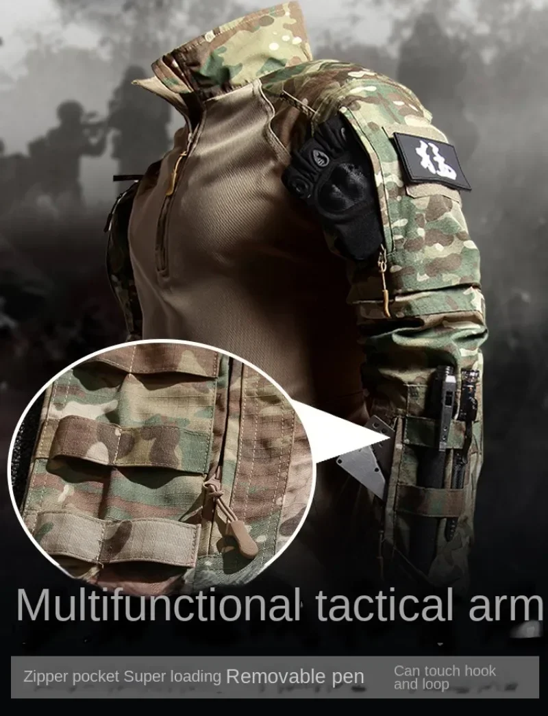 Taktisches Set für Herren Outdoor-Training Atmungsaktive Tarnuniform Kriegsspiele 2-teiliges Set Schnelltrocknende Wanderkleidung Verschleißfeste Sets – Detail 9