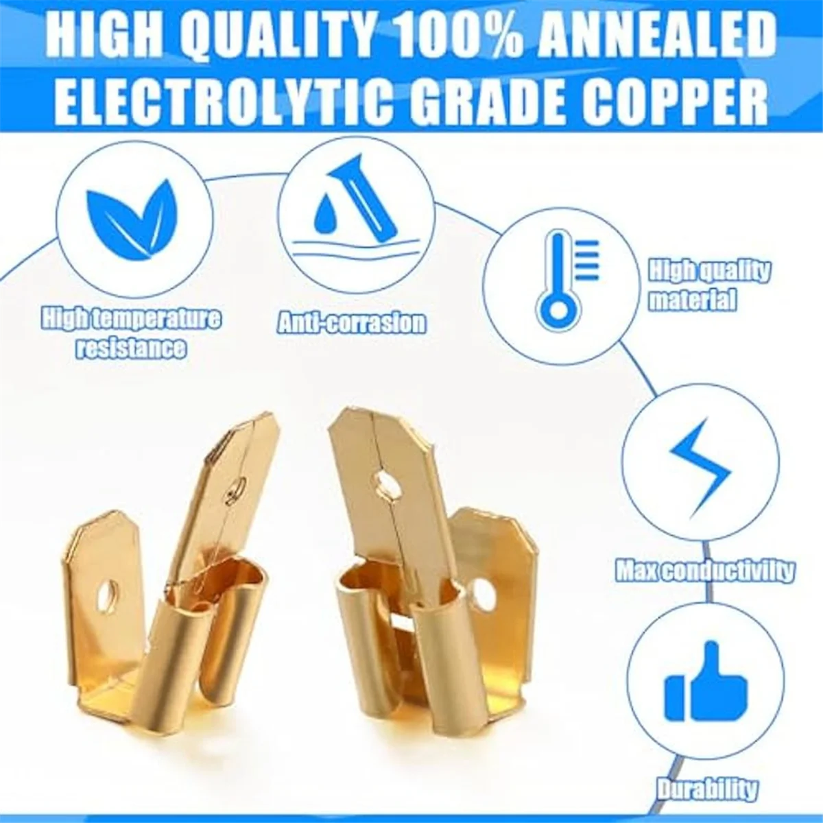 B23B 100Pcs Piggyback Spade Connectors,3 Way Adapter Dual Male to Single Female Terminals Crimp Terminals Assortment Kit