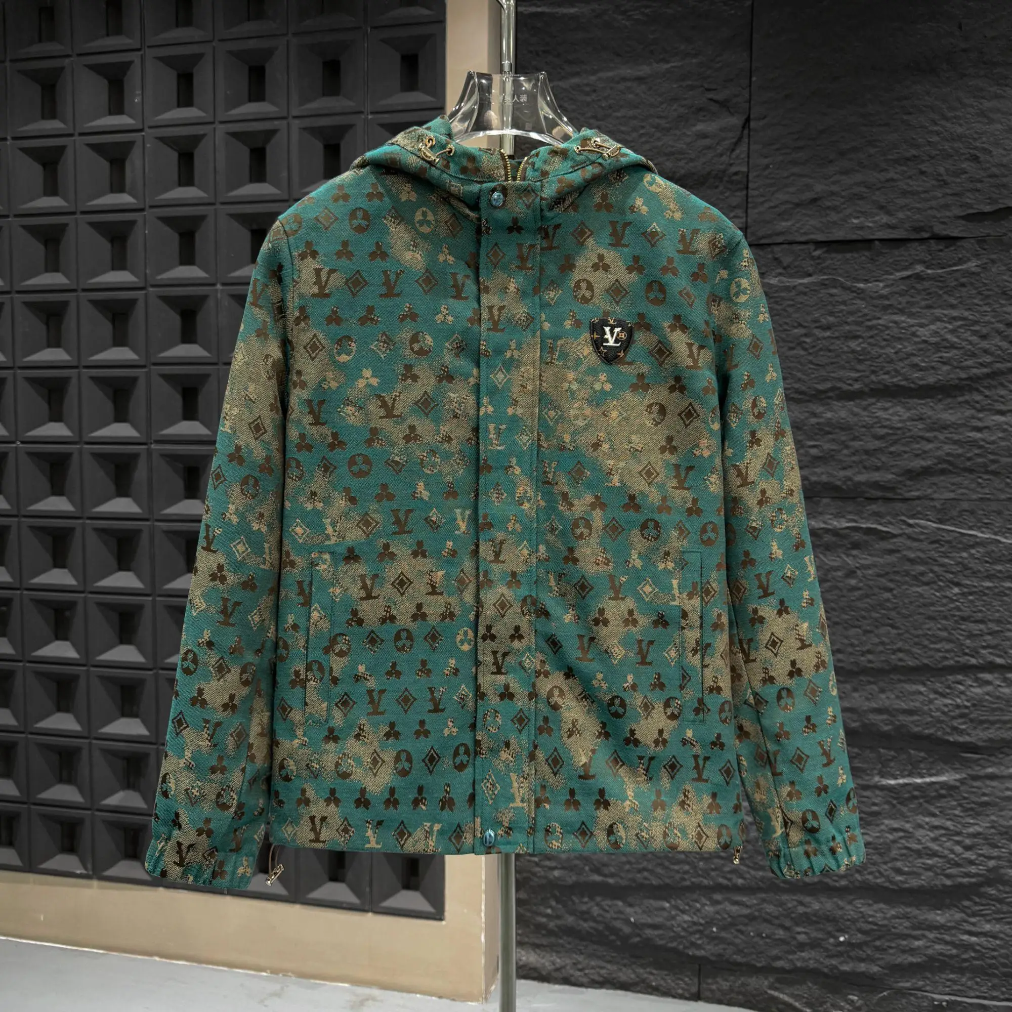 

European spring and autumn fashion men's new casual coat hooded ruffian handsome jacquard high-end personalized jacket versatile