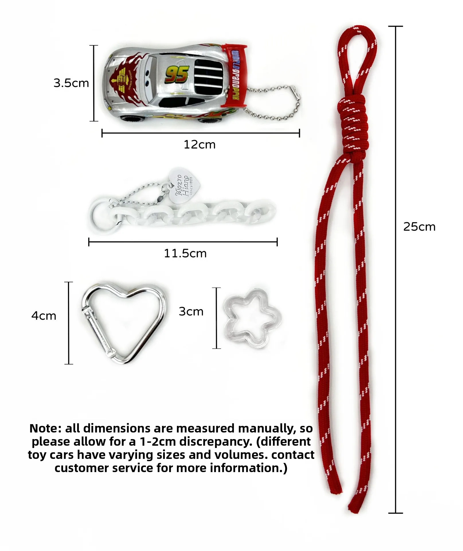 Neuer Lightning McQueen Auto-Schlüsselanhänger aus Legierung, Sammlerstück mit Lanyard und Dopamin-Kettenanhänger – Detail 30