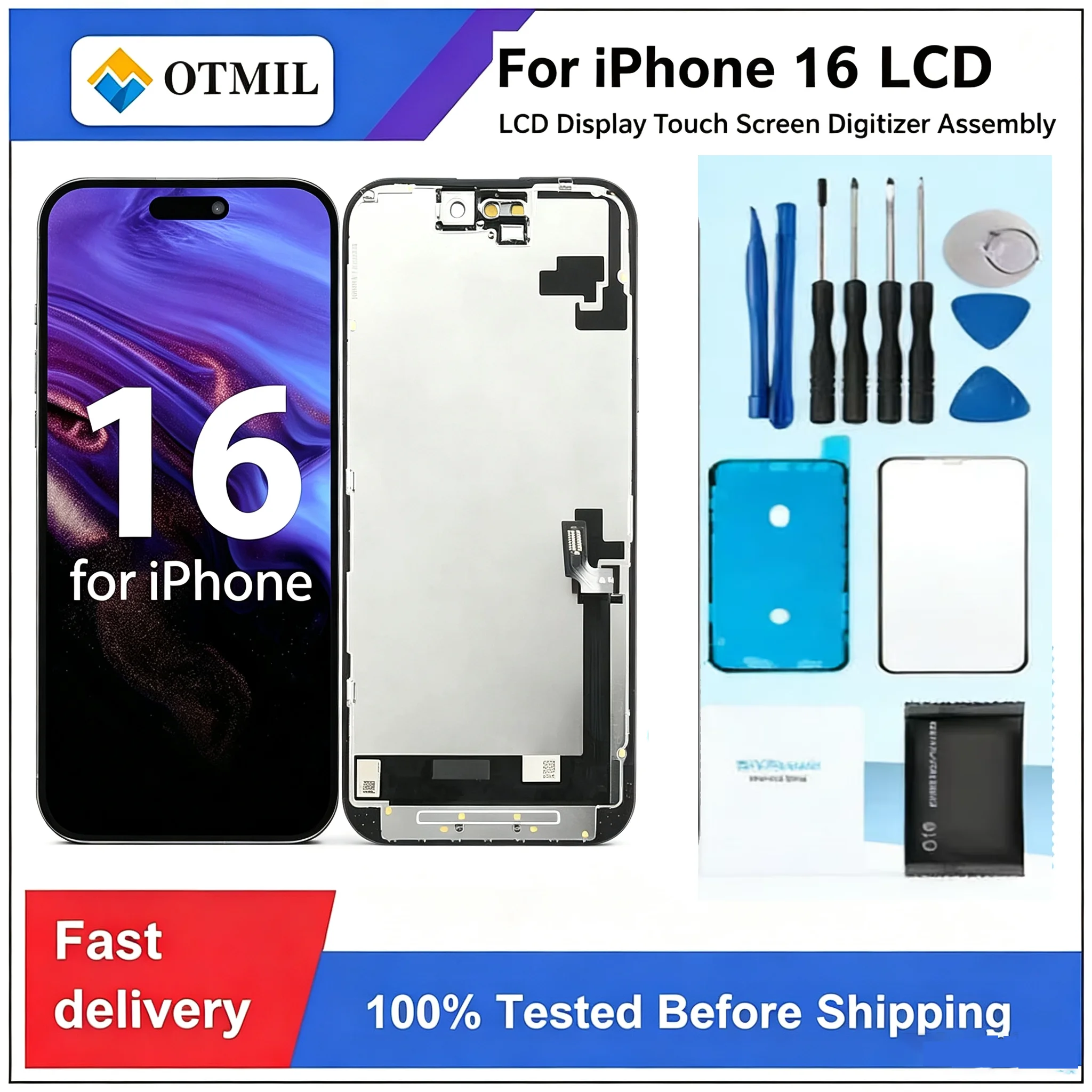 Screen Replacement For IPhone 16 A3081 A3286 A3288 OLED Touch Screen Digitizer Assembly With Frame Pantalla Easy Installation