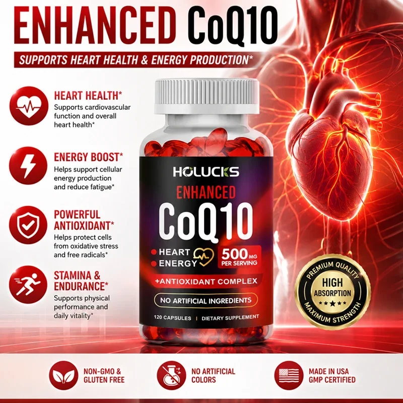Premium COQ10 Capsules, with Turmeric Root, Trans-Resveratrol, Support Brain & Heart Health, Daily Immune, Rich in Antioxidant