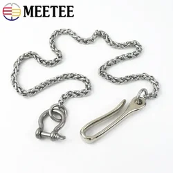 Meetee 1pc 30/40/45/55cm spodnie ze stali nierdzewnej Chain Key Hang klamry męskie spodnie Jeans portfel łańcuchy klipy haczyki na zatrzaski do paska