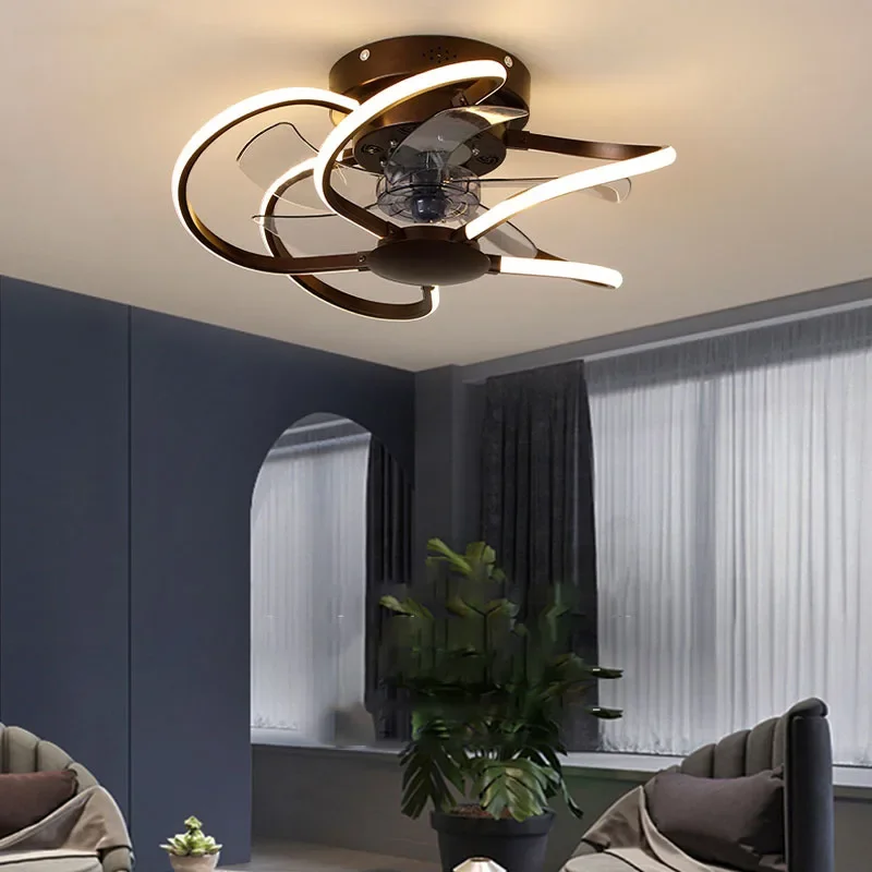 Modern Smart Ceiling Lamp Fan Controled By and Remote Stepless Dimming Color Changeable Power Dimmable