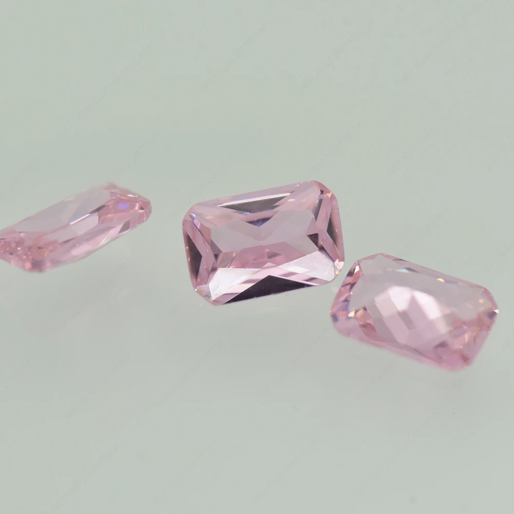 Loose Cubic Zirconia CZ Stone Pink Color Octangle 4x6~13x18mm Synthetic Gems DIY for Jewelry DIY for Jewelry