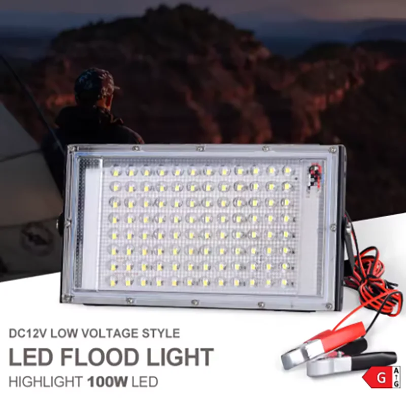 LED Flood Light 100W DC12V Outdoor LED Floodlight Spotlight IP66 Waterproof Emergency Light Reflector Portable 12 Volt Led Light