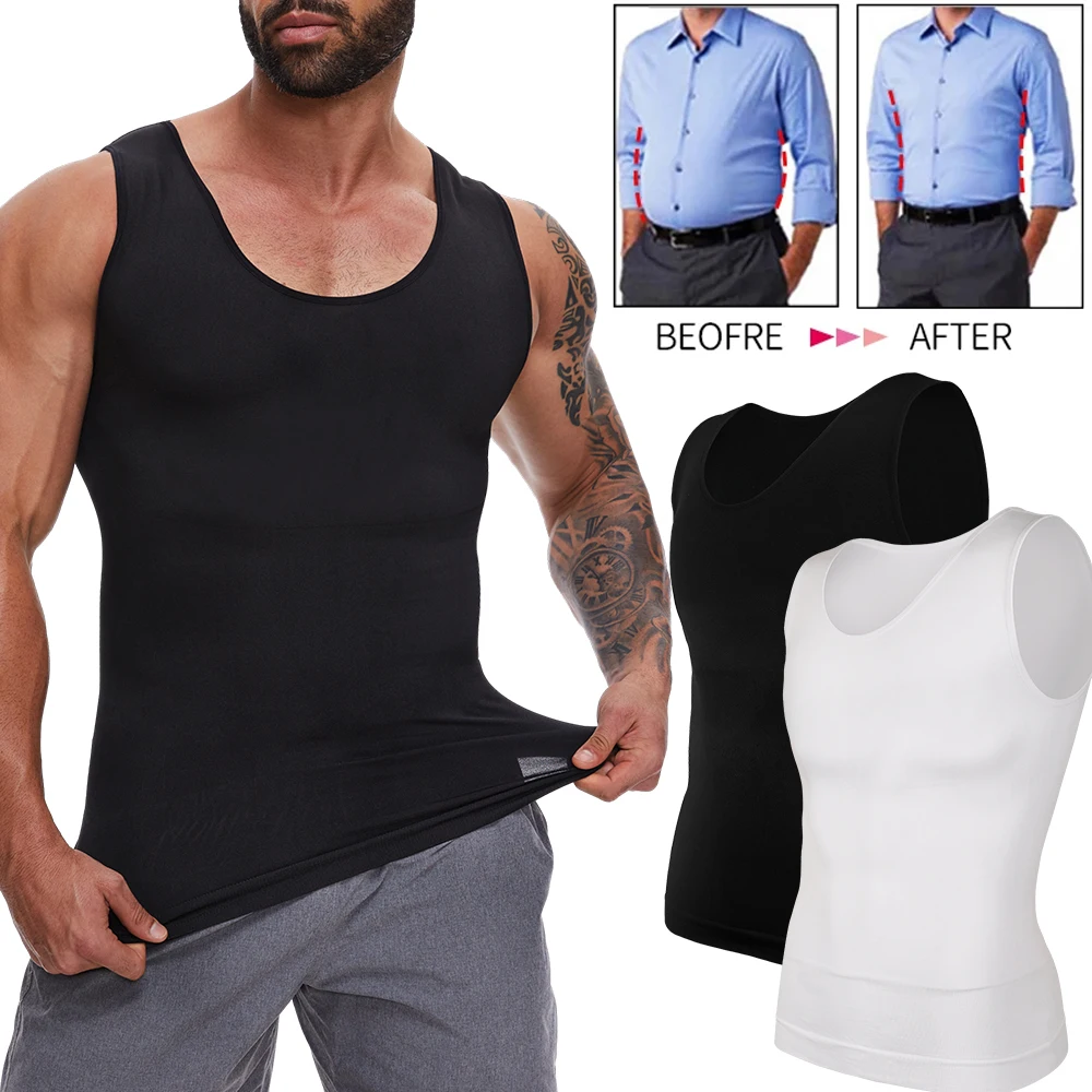 Männer Abnehmen Weste Kompression Shapewear Training Tank Top Bodycon Ärmelloses Shirt Body Shaper Abs Workout Verstecken Brust Kleidung