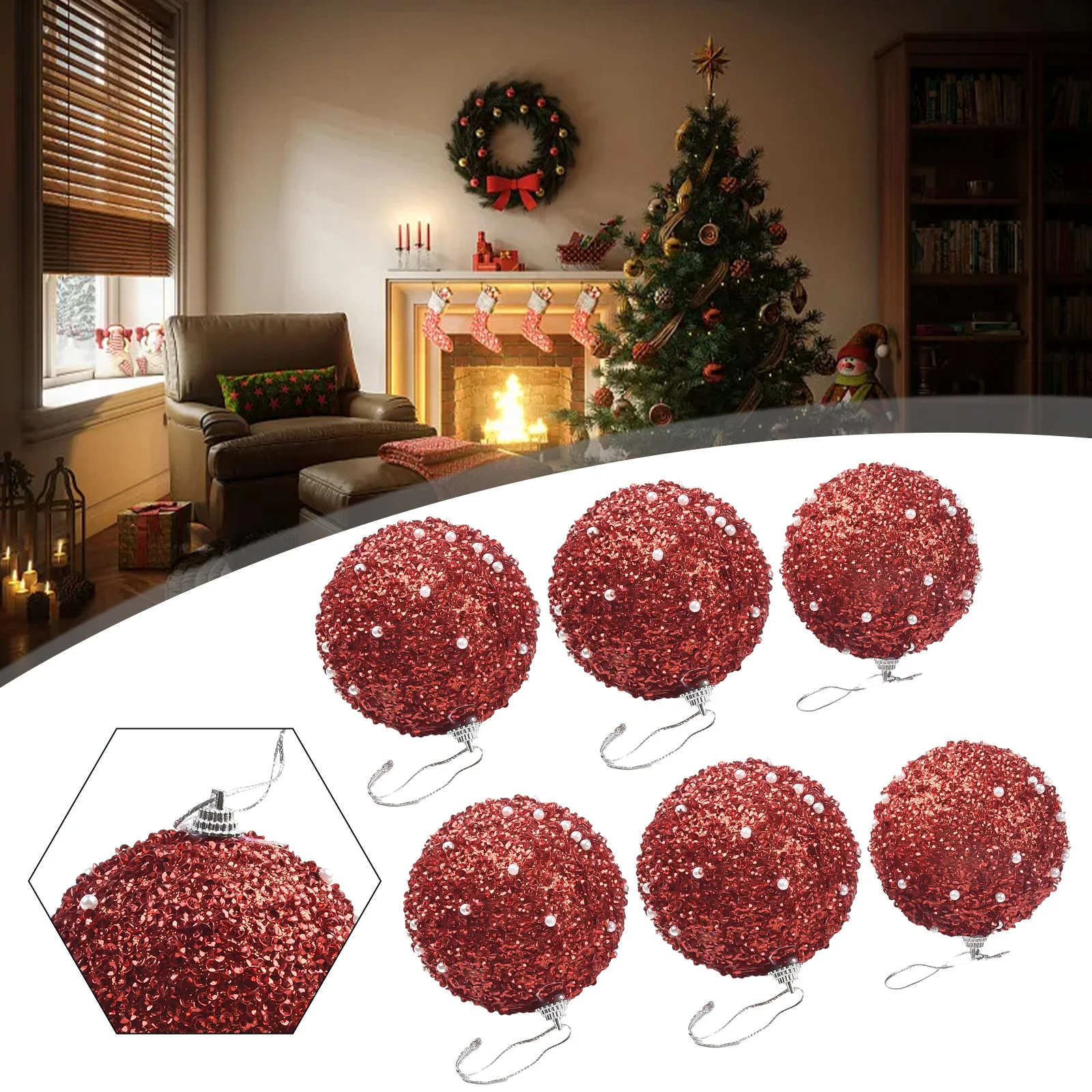 6PCS 8cm Christmas Ball Ornaments Tree Decorations For Holiday Wedding Party Christmas Ball Holiday Party Venue Decoration Chris