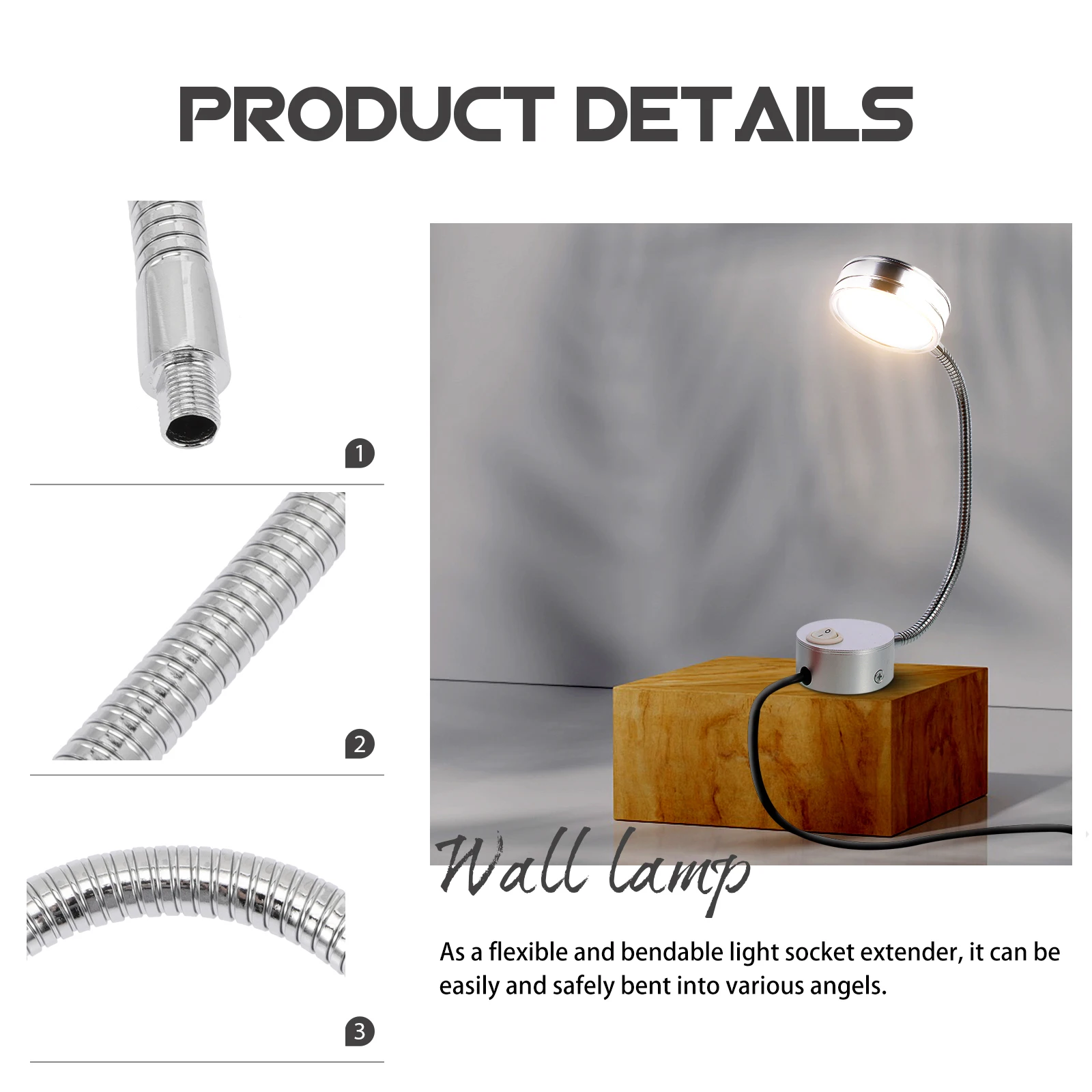 

2 Pcs Bracket LED Desk Lamp Leg for Spotlight Gooseneck Extension Work Arm