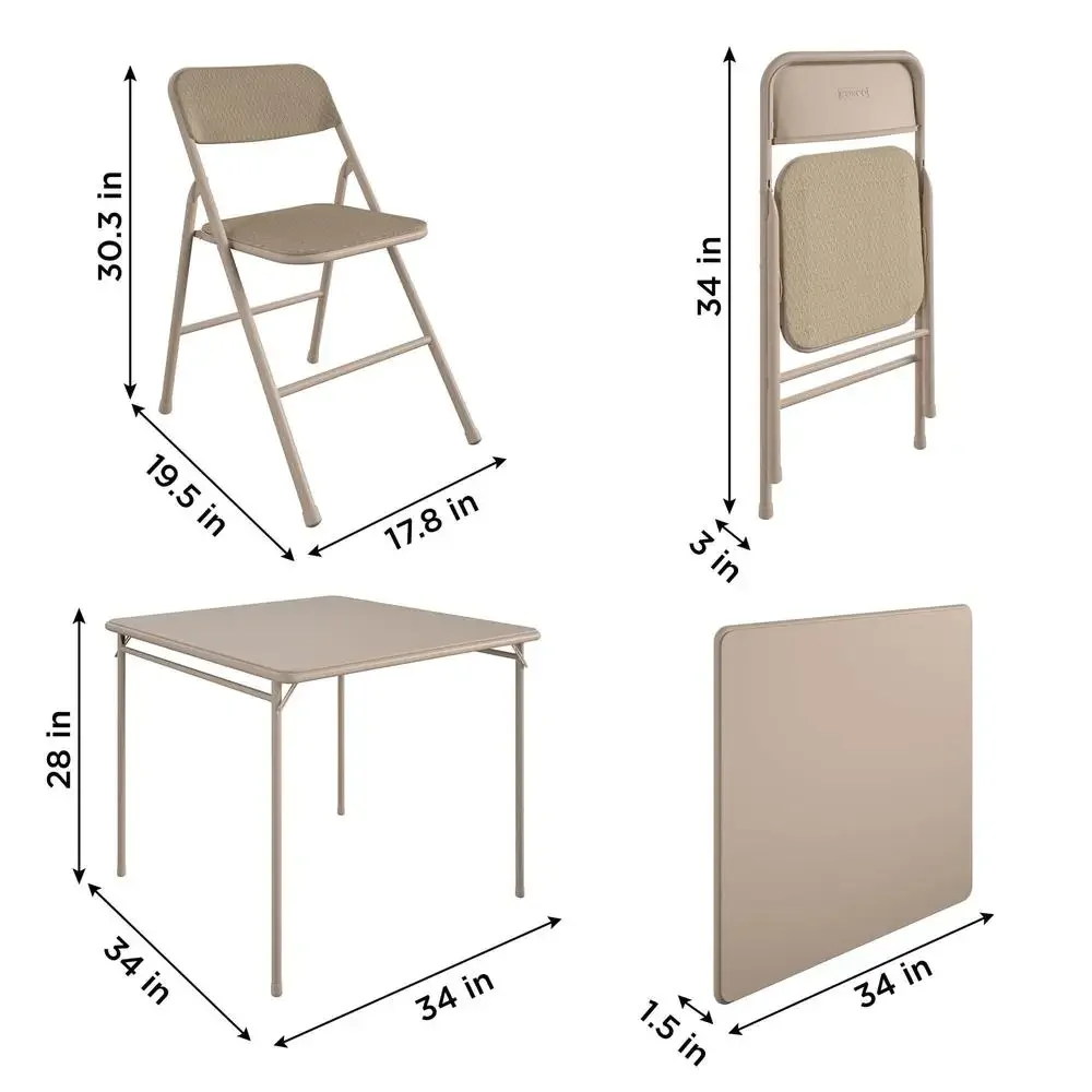 Set lipat makan malam, dengan kursi empuk, Meja persegi, penyimpanan kompak, multi Warna Tan