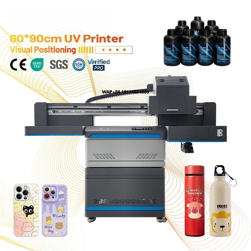 Kingjet 6090 A3/A4 Desktop UV Inkjet Printer Multifunctional Digital Flatbed Varnish White Ink New Condition Prints A4 Dimension