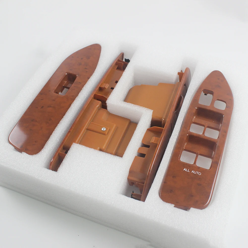 4PCS LHD FJ100 Interior Wooden Window Switch Penal Replacement  For Toyota Land Cruiser 100  Accessories Ujz100 LC100 2003-2007