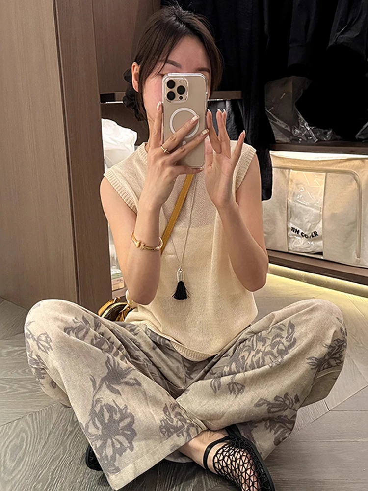 Laid-ba Sle Lose Strickweste Farbe Svel Top aushöhlen Faionable Sommer 2025, dünne Oberbekleidung