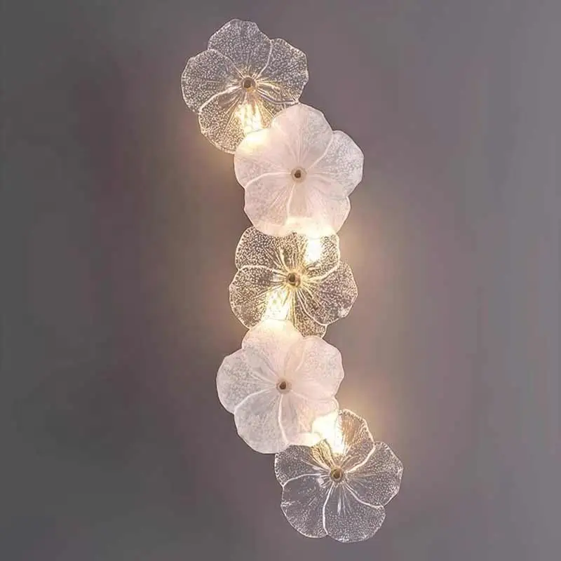 

Simple glass flower wall lamp French light luxury new style living room background decoration elegant entrance wall