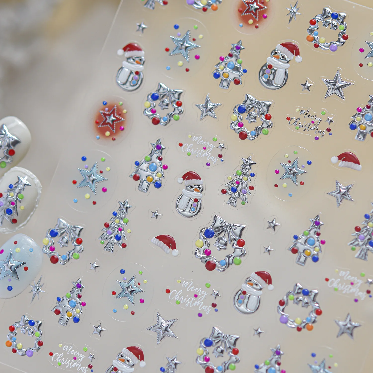 Nail Art Stickers Metallic New Winter Korean Style Christmas Star Adhesive Decals Lightweight DIY Manicure Decoration Party