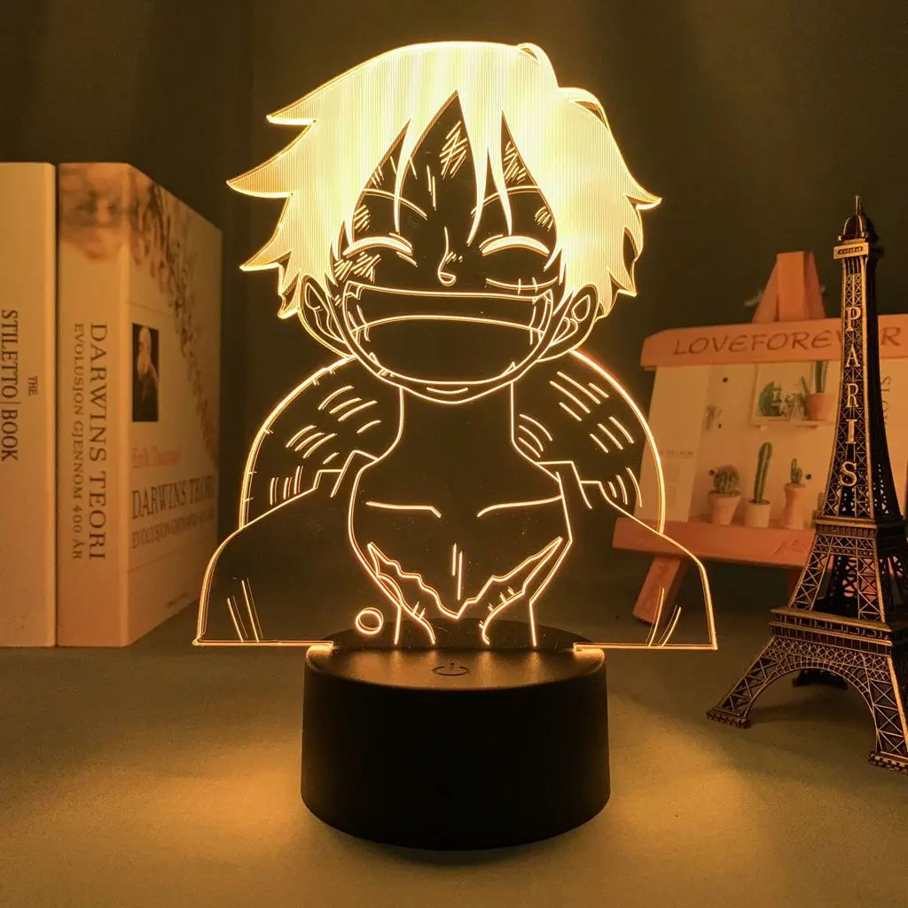 One Piece Roronoa Zoro Anime Cartoon Cute Acrylic Light Sign Bedroom Atmosphere Night Light Stand Figurine Decoration Gift view 2