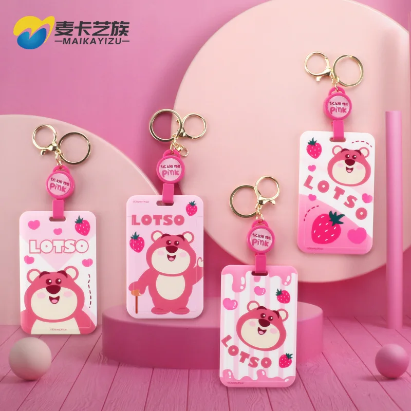 

Kawaii Disney Lotto Card Holder Student Campus Card Set Telescopic Rope Document Set Meal Card Cute Girl Gift