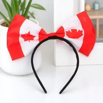 Maple Leaf Canadian Flag Bow Headband Elegant Feminine Hair Decoration for Women Teens Adults Perfect Gift Hair Accessories Bow