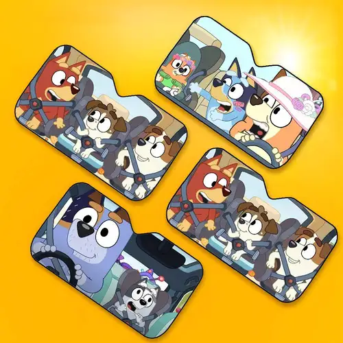 Imagen 2 del producto Parasol de coche B-BlueyES de dibujos animados, parasol plegable de tres capas con aislamiento de ventosa, bloques de rayos UV