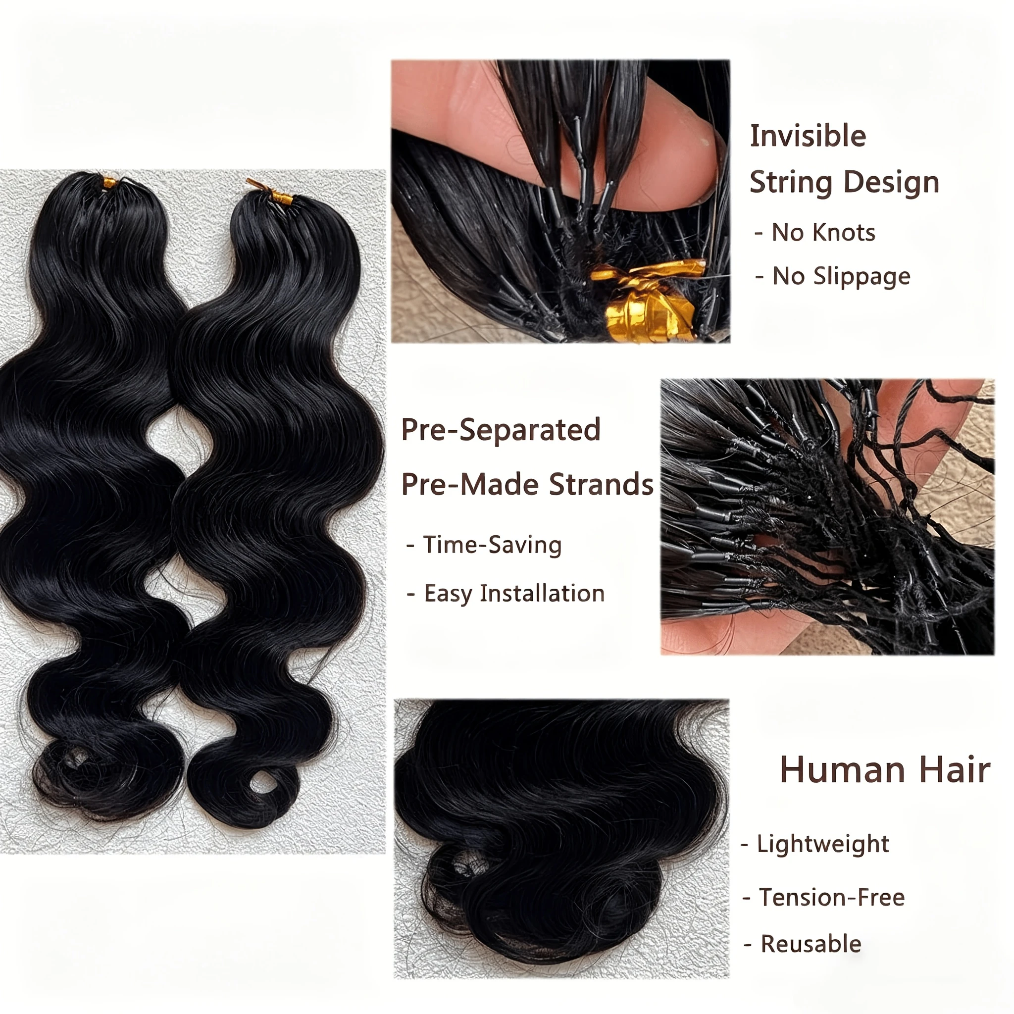Body Wave Feathered Human Crochet Hair For Braiding Boho Braids 100% Raw Human Hair Extensions Miracle Knots Crochet Human Hair