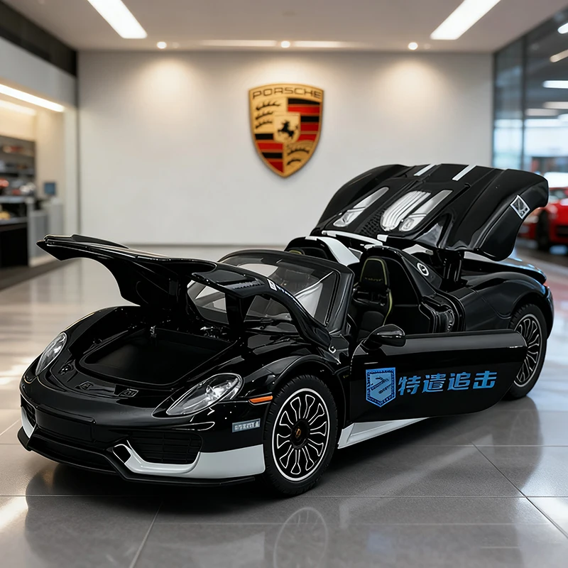 

New 1:24 Porsche 918 Spyder Supercar Alloy Model Car Toy Diecasts Metal Casting Sound and Light Car Toys For Children Vehicle