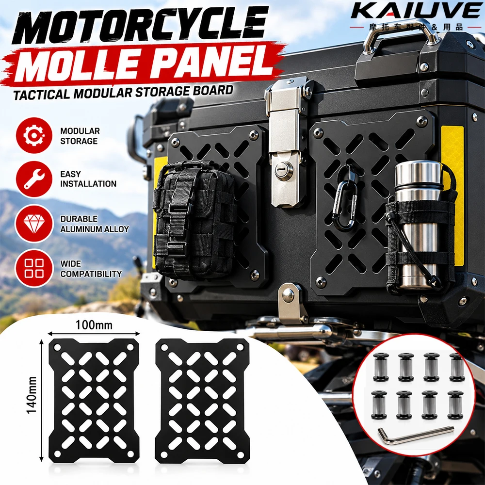 Universal Motorcycle Trunk MOLLE Panel Carbon Steel Moto Side Box Tactical Modular Expansion Plate With Screw Set