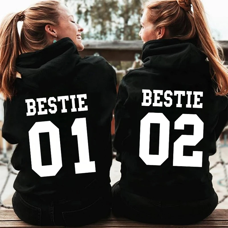 Bff Women Hoodies Bestie 01 Bestie 02 Girls Zipper Hoodies Jackets Best Friend Matching Sweatshirts Coquette Aesthetic Zip Hoody