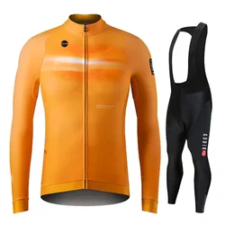 KBORA - Men's cycling clothing set, long-sleeved jersey, mountain and road cycling pants with jersey bib, spring and fall, 2023