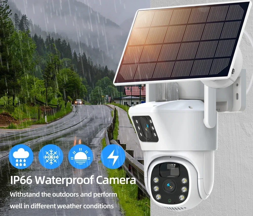 Imagem -04 - Sistema de Câmera Solar Cctv com Lente Dupla Kit Nvr sem Fio Áudio Bidirecional Ptz Segurança ip Conjunto de Videovigilância Wi-fi 4k 8mp 10ch