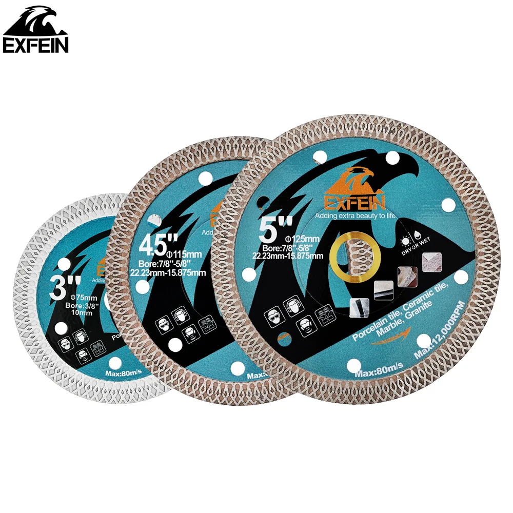 

EXFEIN 1pc Dia 75/115/125mm Diamond Cutting Disc X mesh Cut for Tile Marble Ceramic Granite for Angle Grinder Diamond Saw Blade