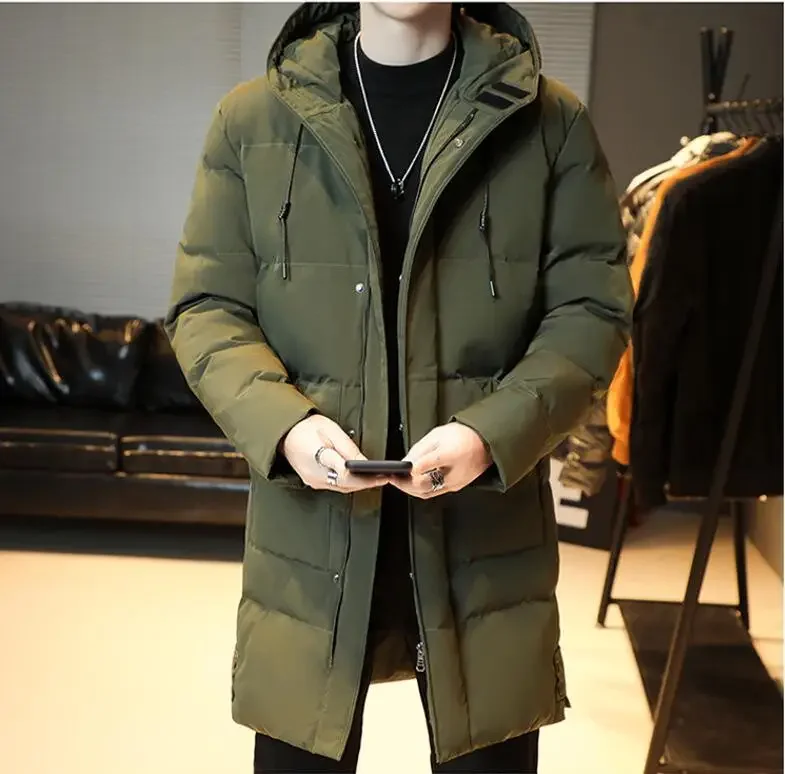 

Plus Size 7XL 6XL Men Autumn and Winter Mid Length Hooded Cotton Jacket for Warmth and Fashion Street Clothing Brand Clothing