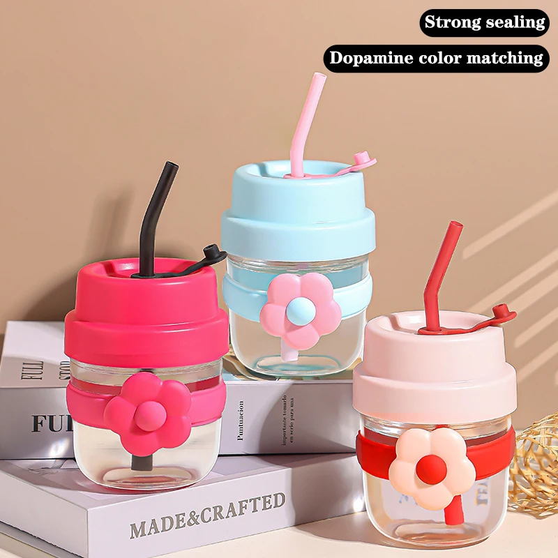Botol air lucu 400ml cangkir Tumbler dengan PP sedotan terisolasi cangkir termal botol termos lucu untuk jus teh kopi