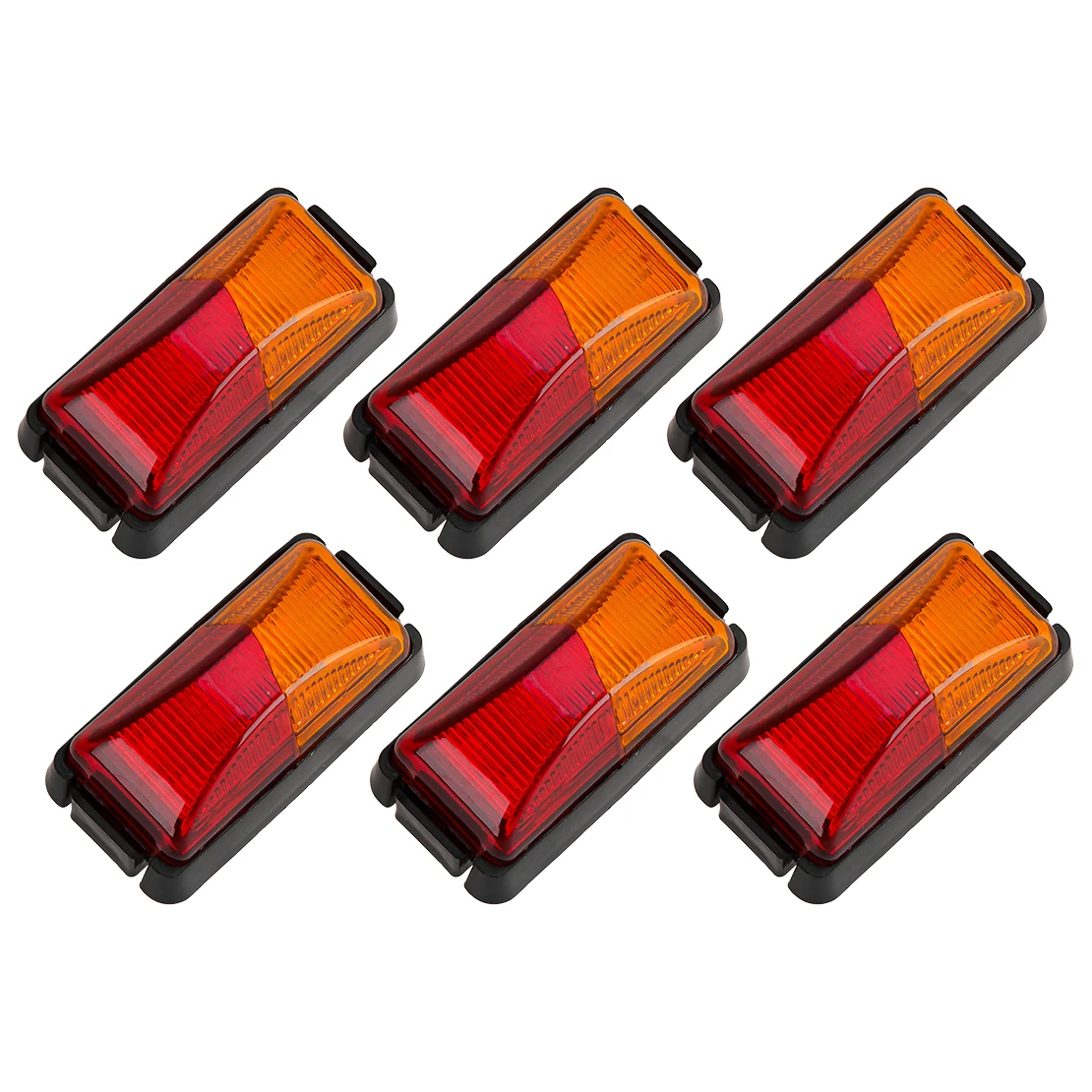 6pcs 10V-30V 8-LED Red & Amber Car SUV Van Lorry RV Bus Boat Trailer Truck Side Marker Light Clearance Lamp