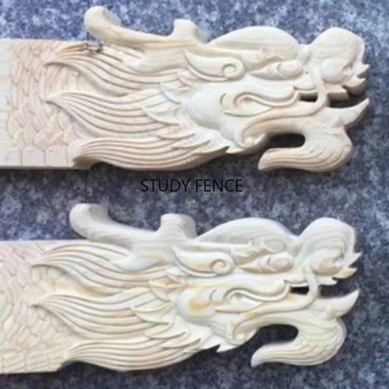 

2PCS Dongyang Wood Carving Ornaments Wooden Carving Crafts Zodiac Dragon Wooden Ornament Home Decor Chinese Style Sculptures