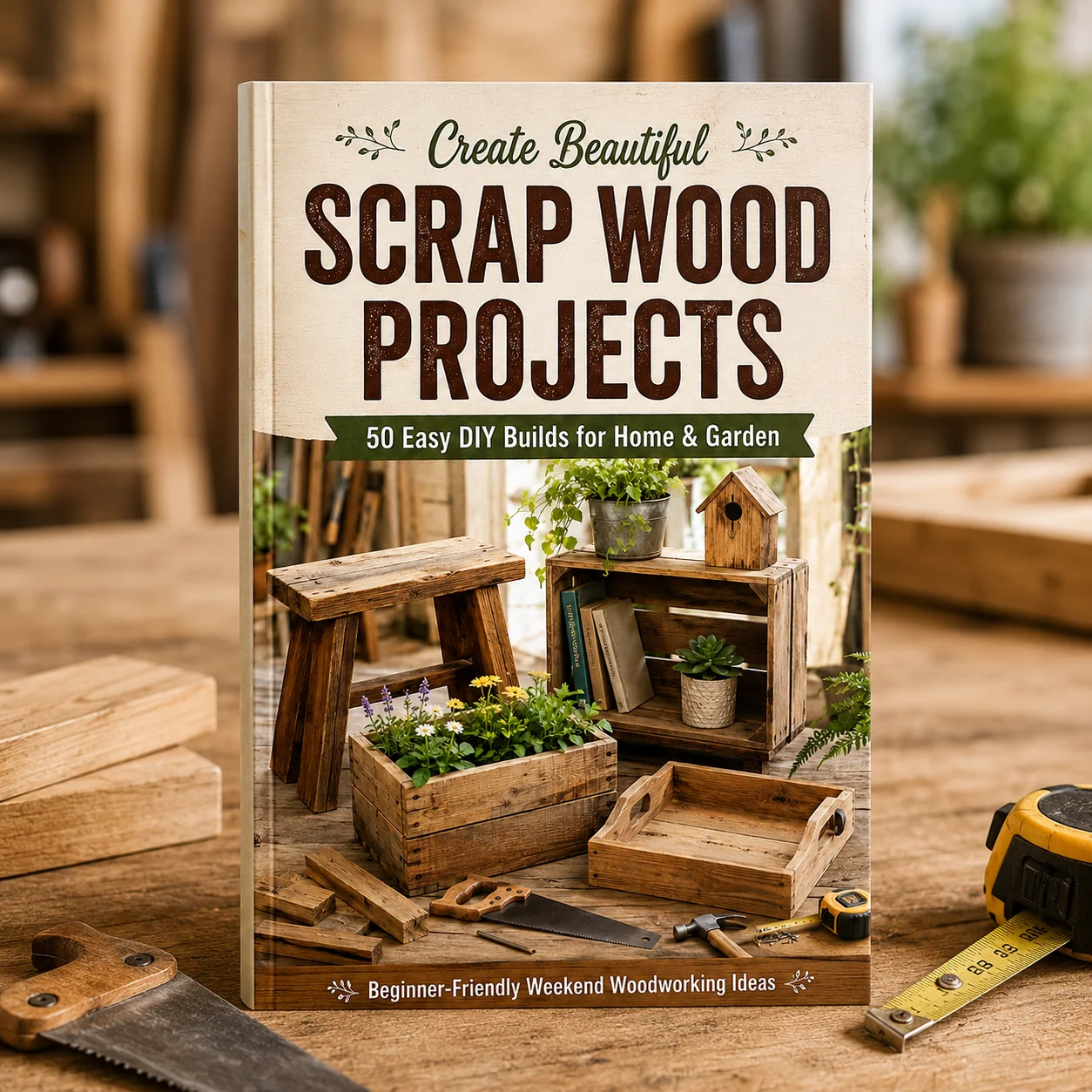 Create Beautiful Scrap Wood Projects: 50 Easy DIY Woodworking Ideas for Home, Garden & Rustic Decor for Beginners