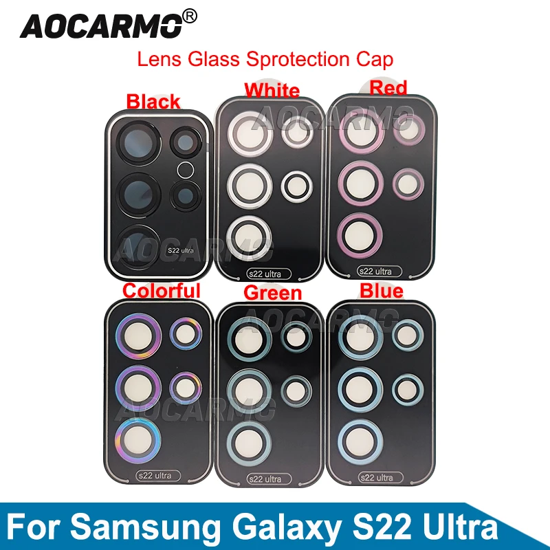 Aocarmo Camera Lens Glass Protector For Samsung S22 Ultra Lens Cover Tempered Glass Ring Replacement Parts