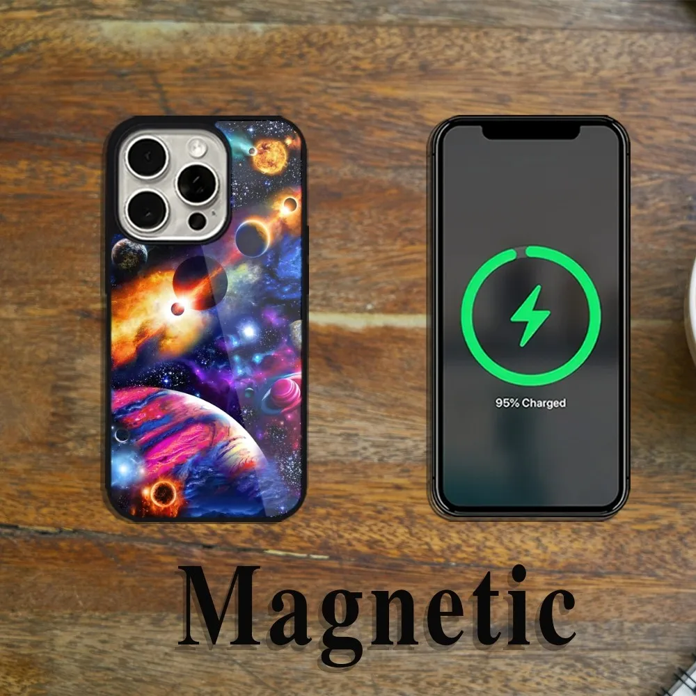 Planets Space Venus Sun Mars Phone Case Magsafe Magnetic For iPhone 11 12 13 14 15 Pro Max Plus Wireless Charging