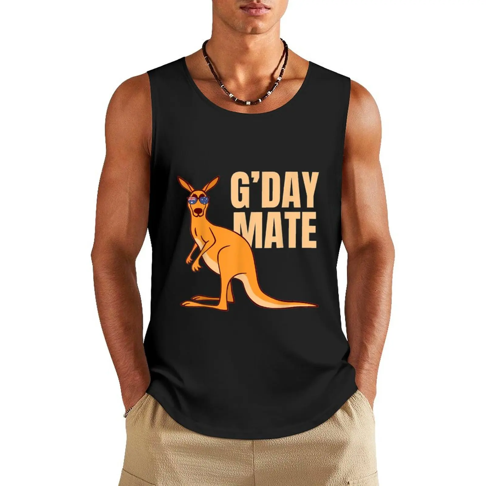 

Australia G'Day Mate Funny Kangaroo Australian Symbol Tank Top Men's clothes luxury style Man gym clothes Men's cotton t-shirt
