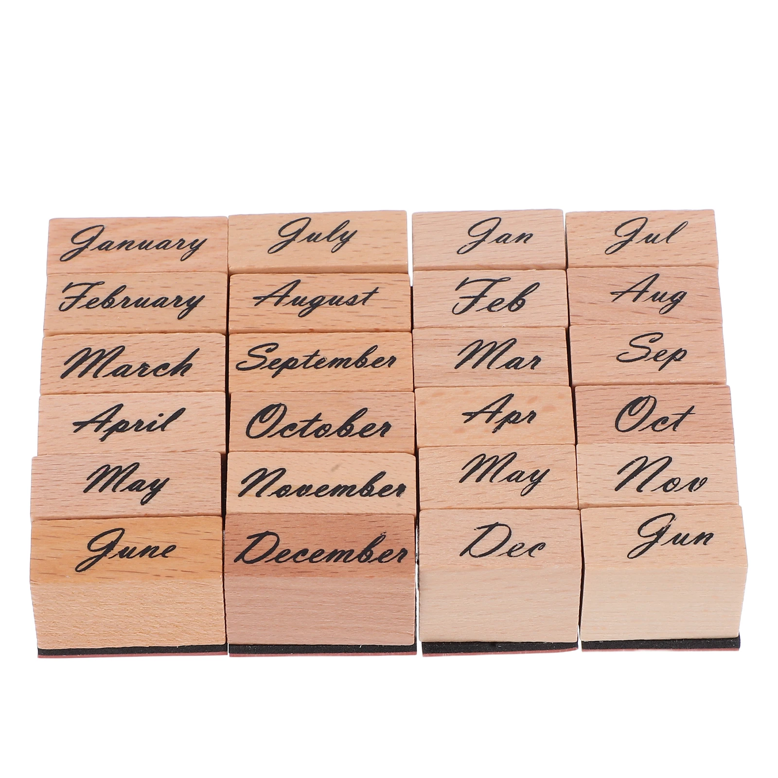 

24 Pcs Monthly Hand Account Seal Stamps Planner Fun Scrapbooking Journaling Wooden Rubber Vintage Storage Bottle