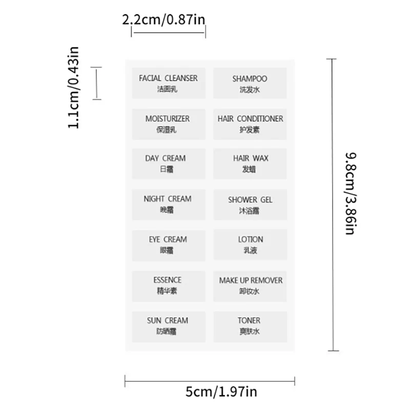 Separate Bottling Chinese And English Labeling Travel Separate Bottling Transparent Label Cosmetic Shower Gel Shampoo Labeling