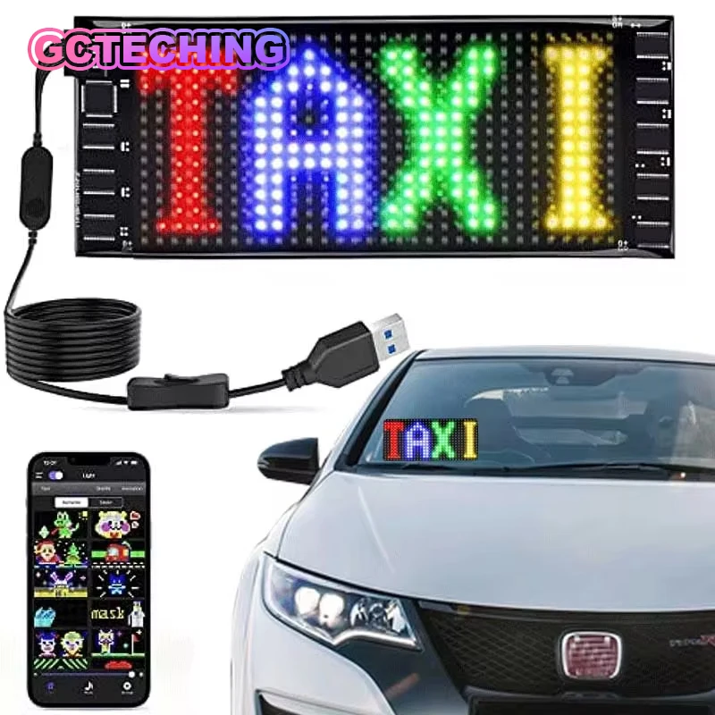 

LED Car Signs Digital Sign Bluetooth App LED Modules Control DIY Programmable Scrolling Sign for Car 5V Uber LED Plate 7*17cm