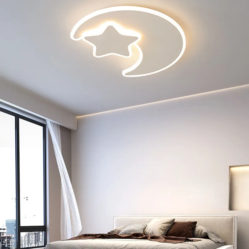 Bedroom Ceiling Light Simple Modern Star Moon Children's Room Warm Master Bedroom Led Light  Lamparas De Techo Room Decor