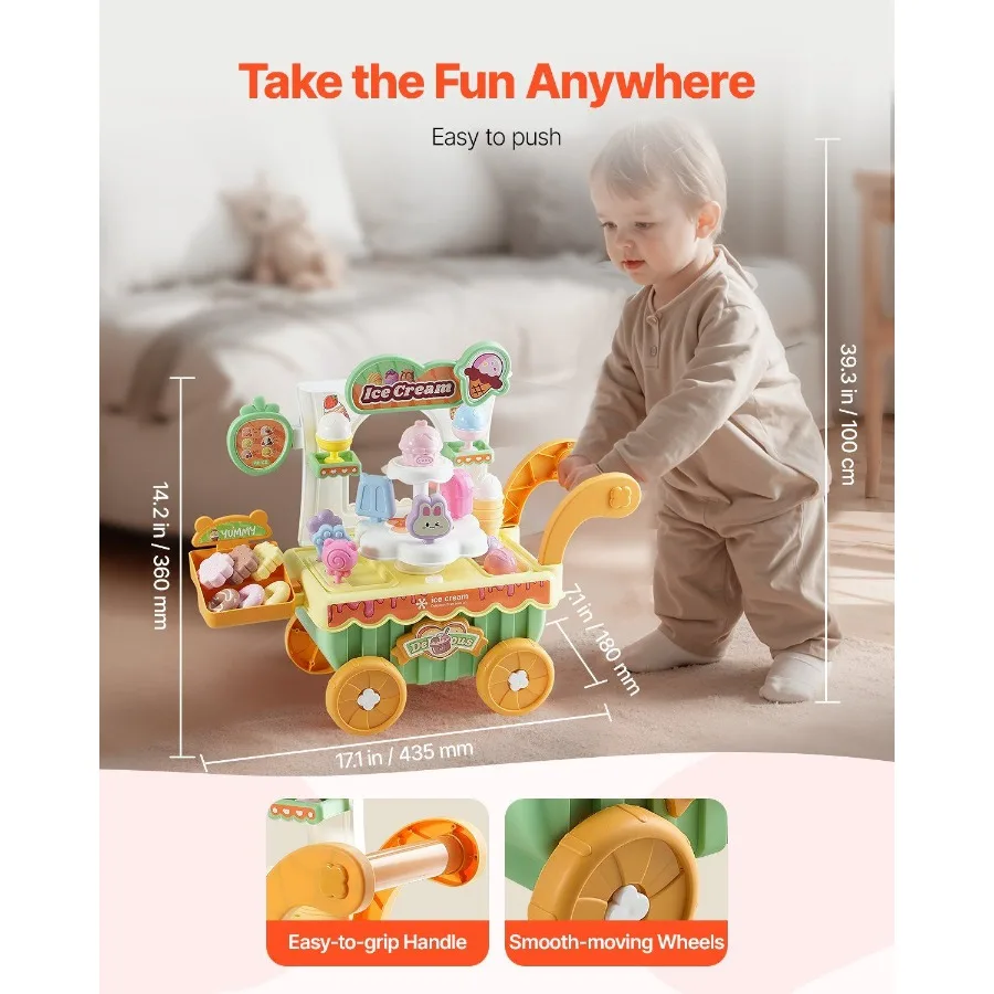 Chariot de crème glacée pour faire semblant de jouer au magasin de crème glacée pour les 3 ans et plus