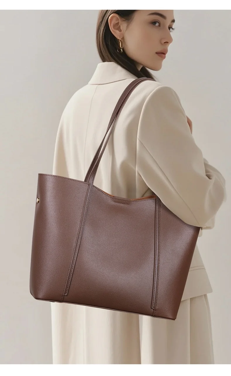 

New large-capacity tote bag, leather women's bag, commuting and business single-shoulder bag, fashionable and casual large bag