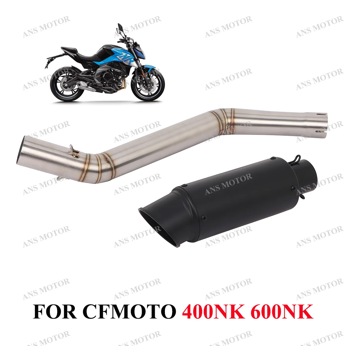 

Slip On For CFMOTO 400NK 650NK 700MT ALL Years Motorcycle Exhaust Escape Middle Link Pipe Modify NK400 Exhaust Black Muffler